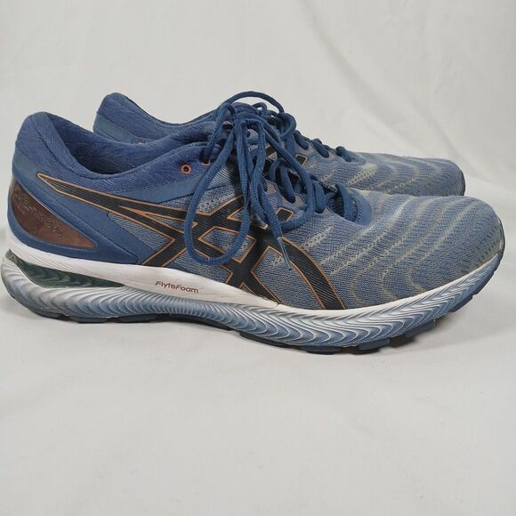 Asics Mens Gel Nimbus 22 Blue Orange Running Shoes Size 12 Athletic Trainers - Picture 6 of 12